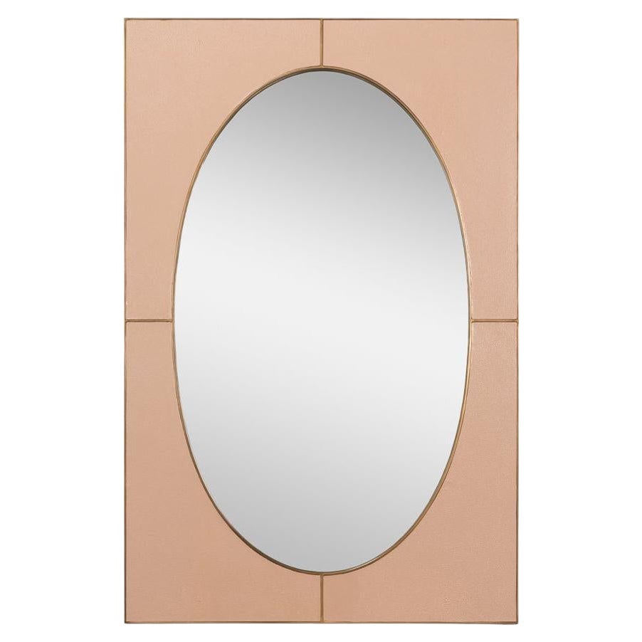 Specchio in pelle color fungo di metà secolo