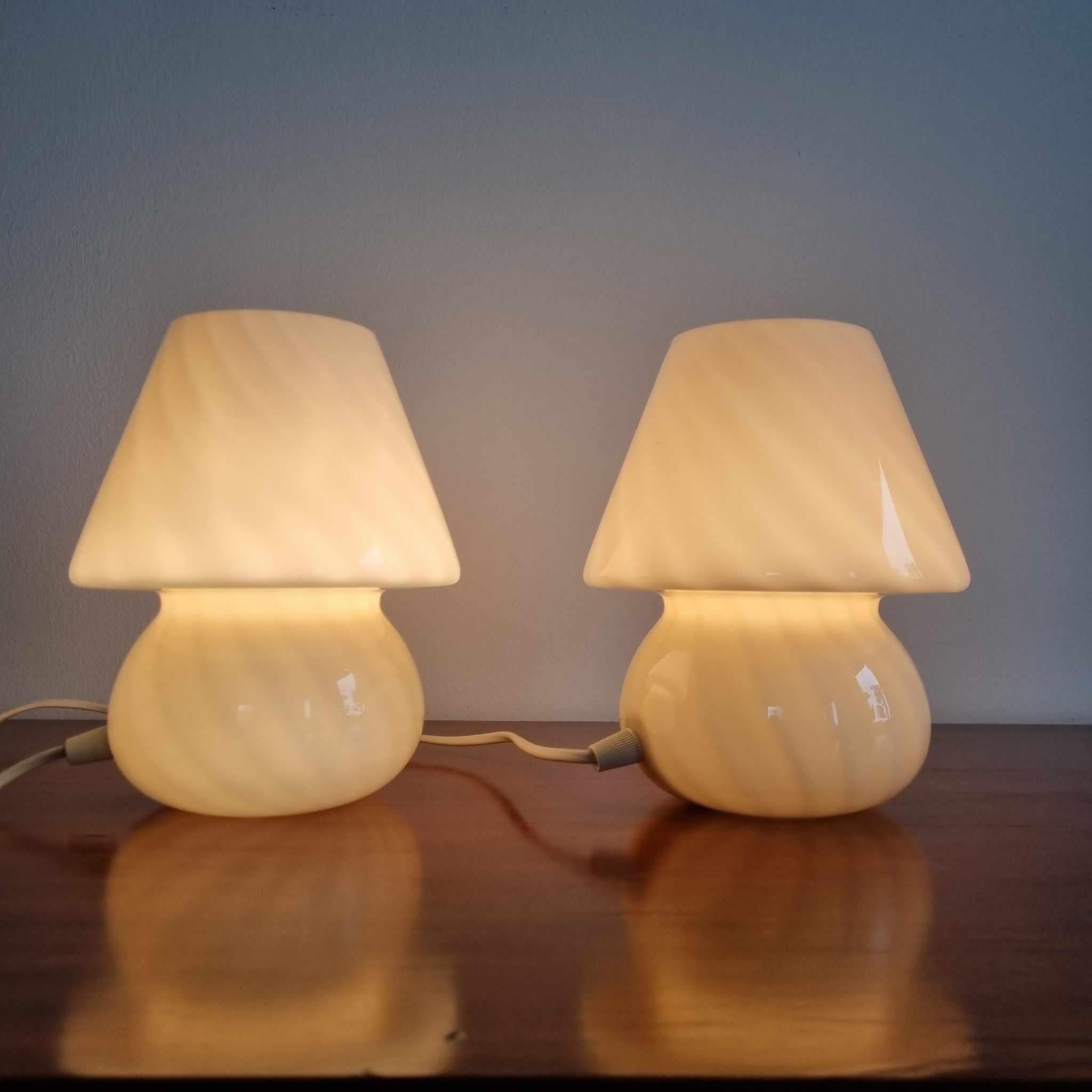 Mid Century Mushroom Murano Glass Table Lamps, Italy 80s In Good Condition In Lucija, SI