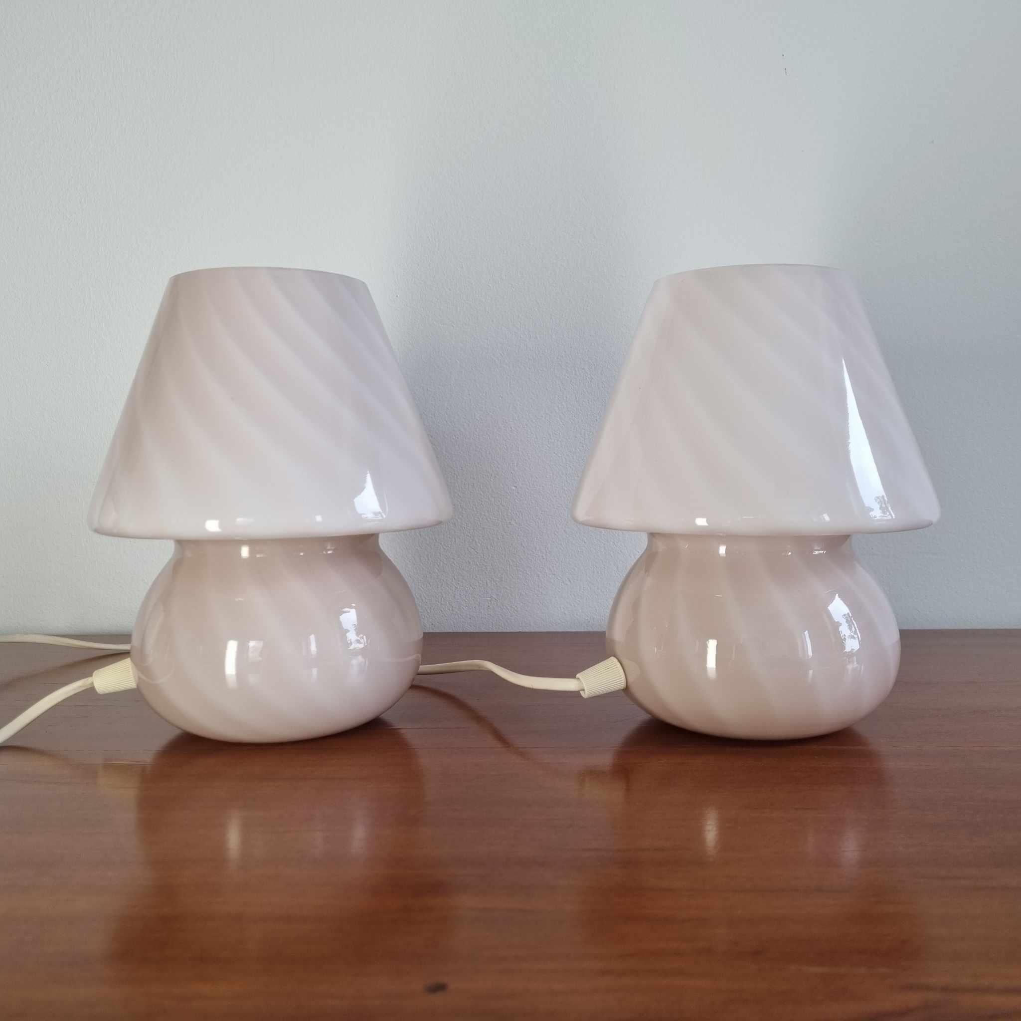 Late 20th Century Mid Century Mushroom Murano Glass Table Lamps, Italy 80s