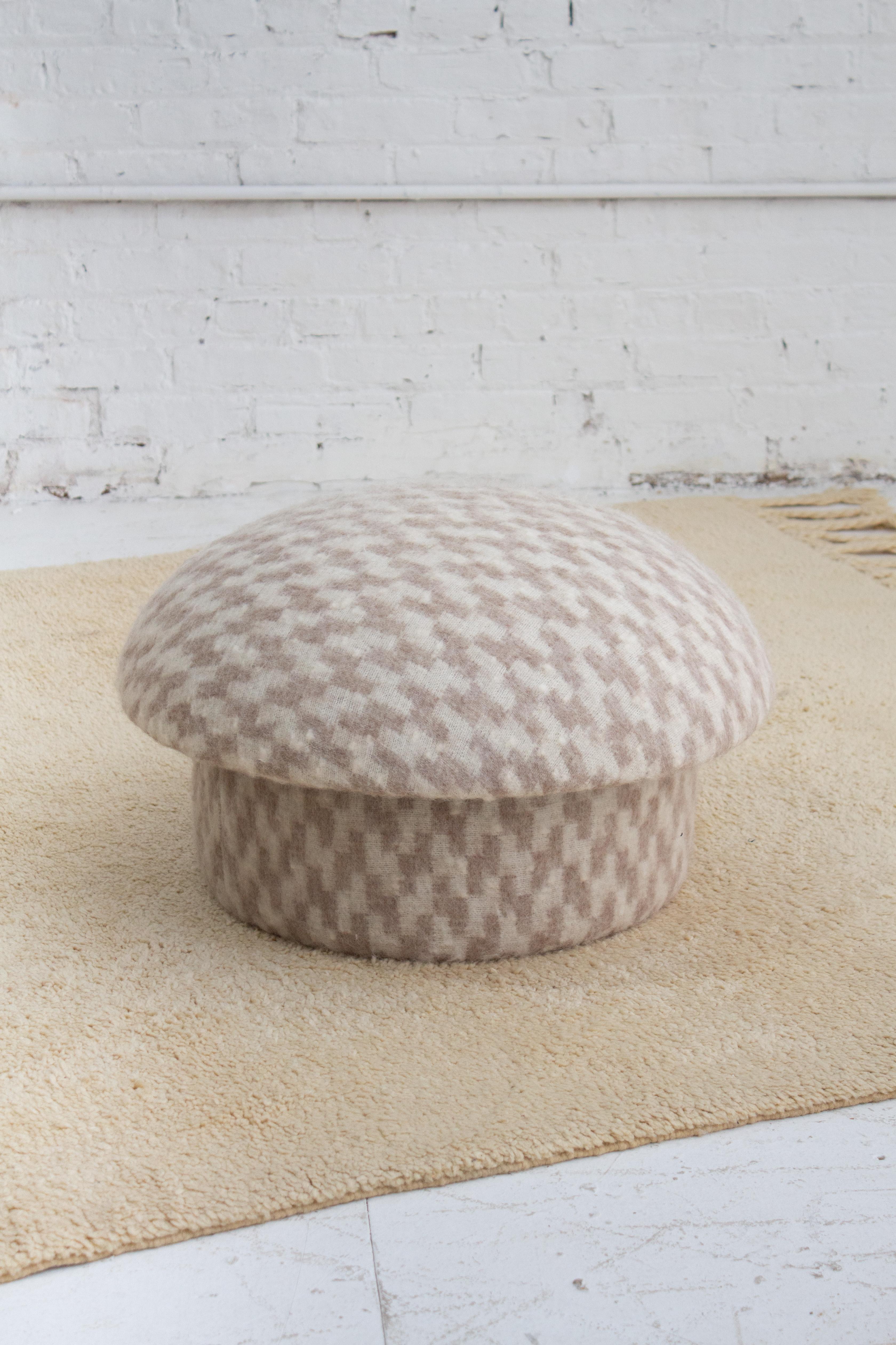 Space Age Mid Century Mushroom Ottoman in Textured Wool For Sale