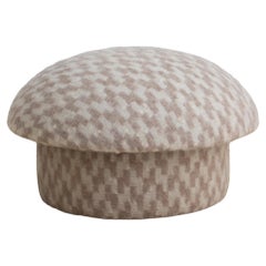 Vintage Mid Century Mushroom Ottoman in Textured Wool