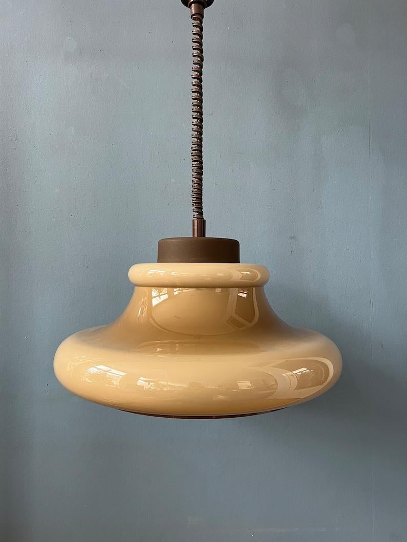 Metal Mid Century Mushroom Pendant Lamp by Herda, 1970s For Sale