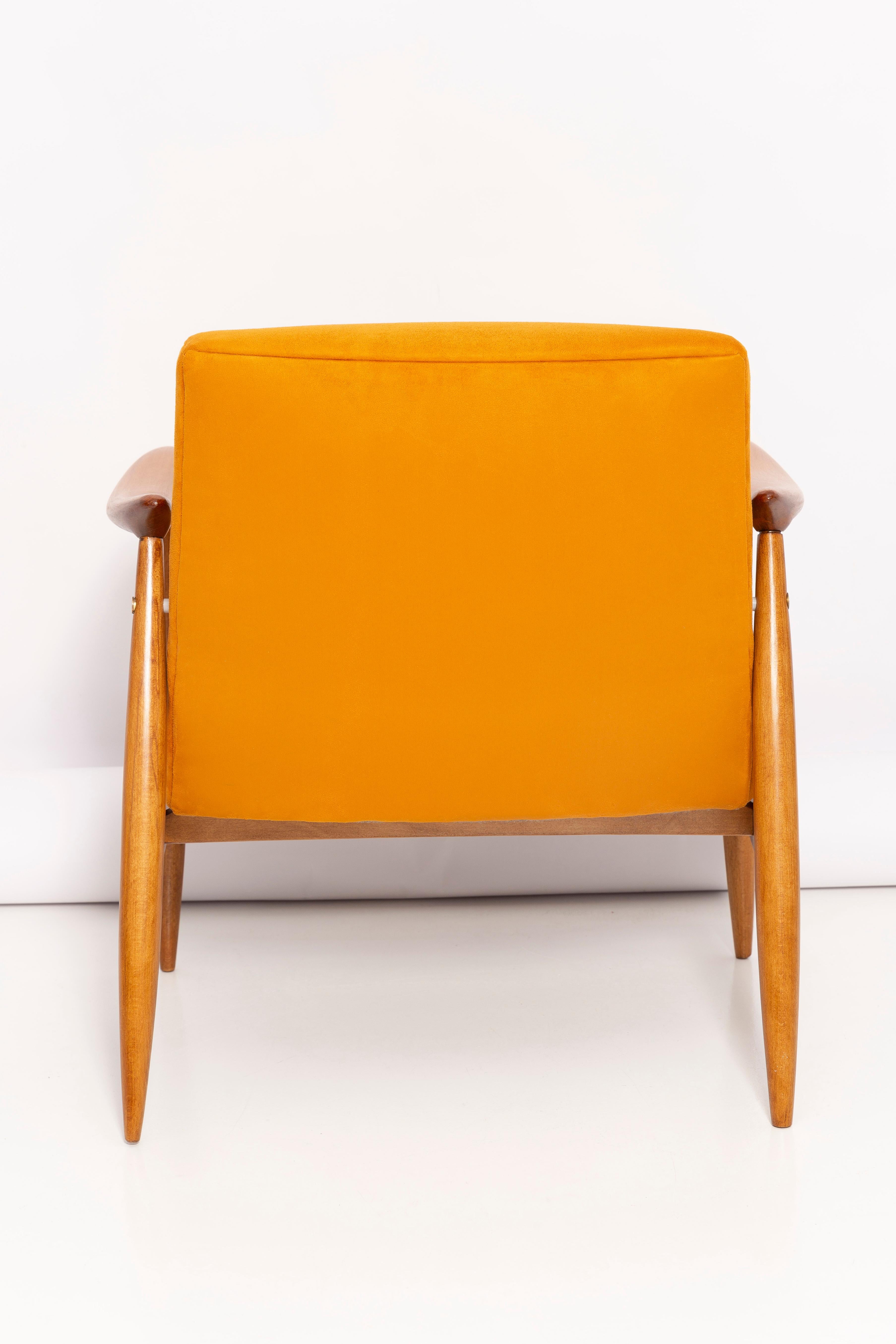 Mid Century Mustard Yellow Armchair, Designed by J. Kedziorek, Europe, 1960s For Sale 3