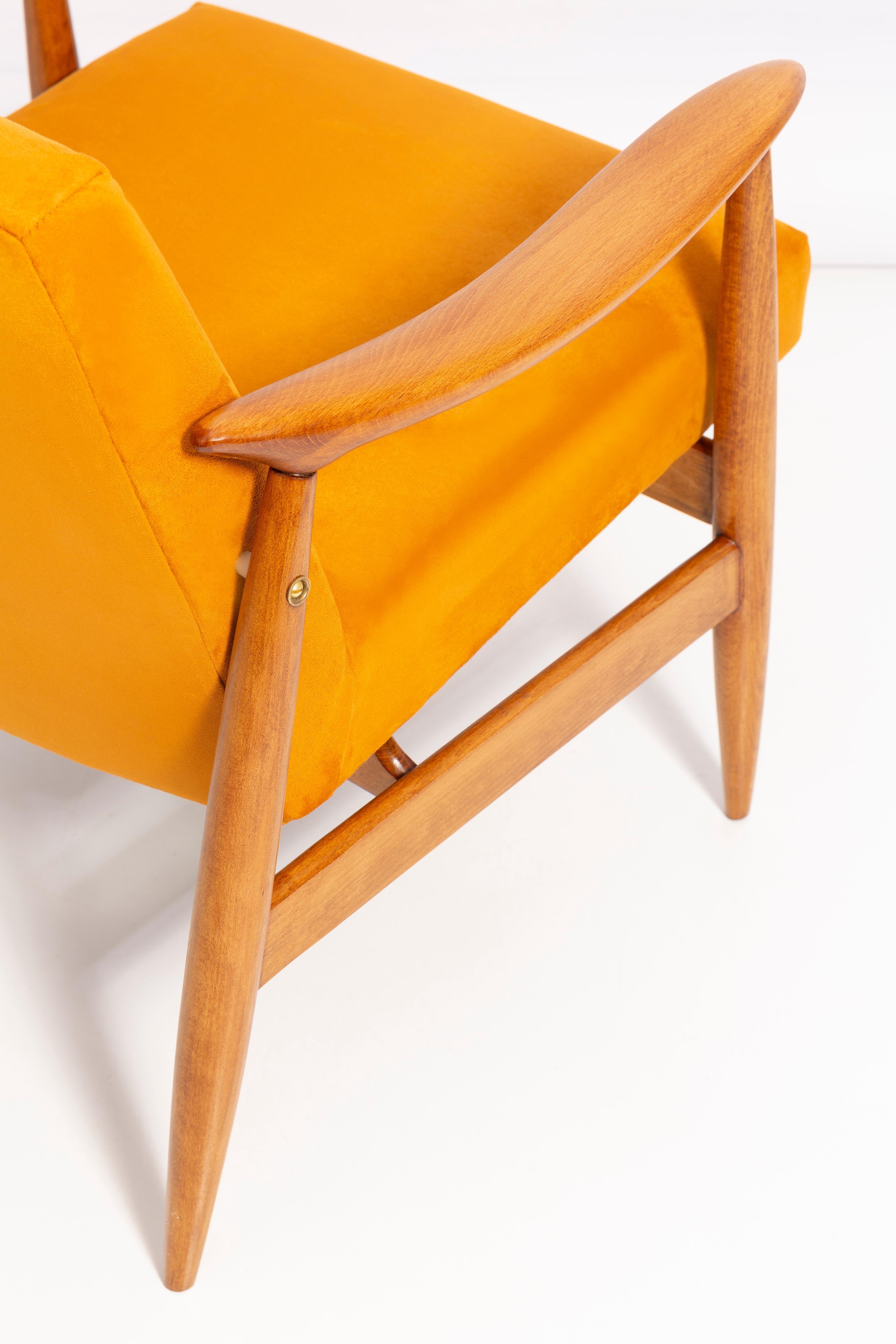 Senfgelber Sessel aus der Mitte des Jahrhunderts, entworfen von J. Kedziorek, Europa, 1960er Jahre im Angebot 7