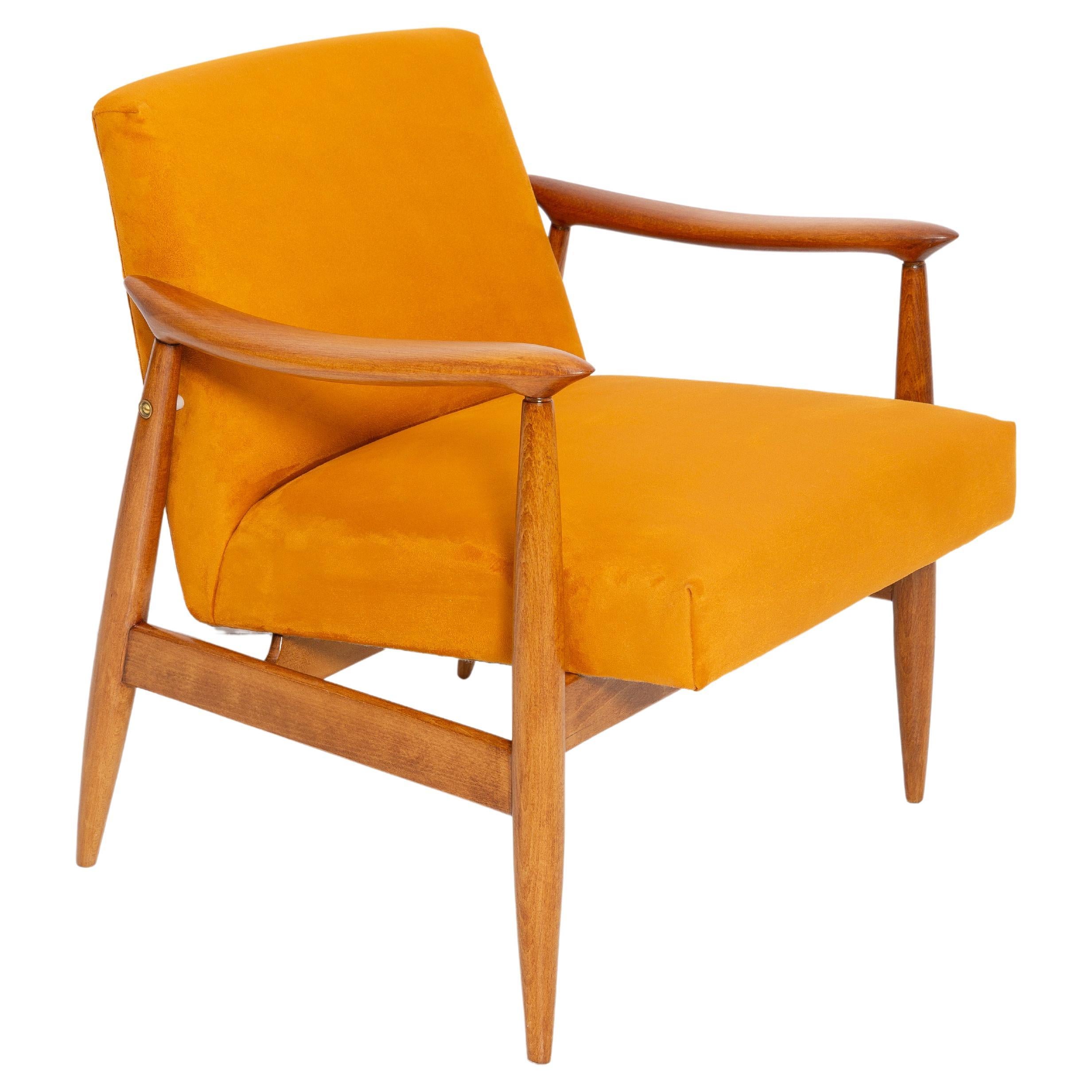 Mid Century Mustard Yellow Armchair, Designed by J. Kedziorek, Europe, 1960s