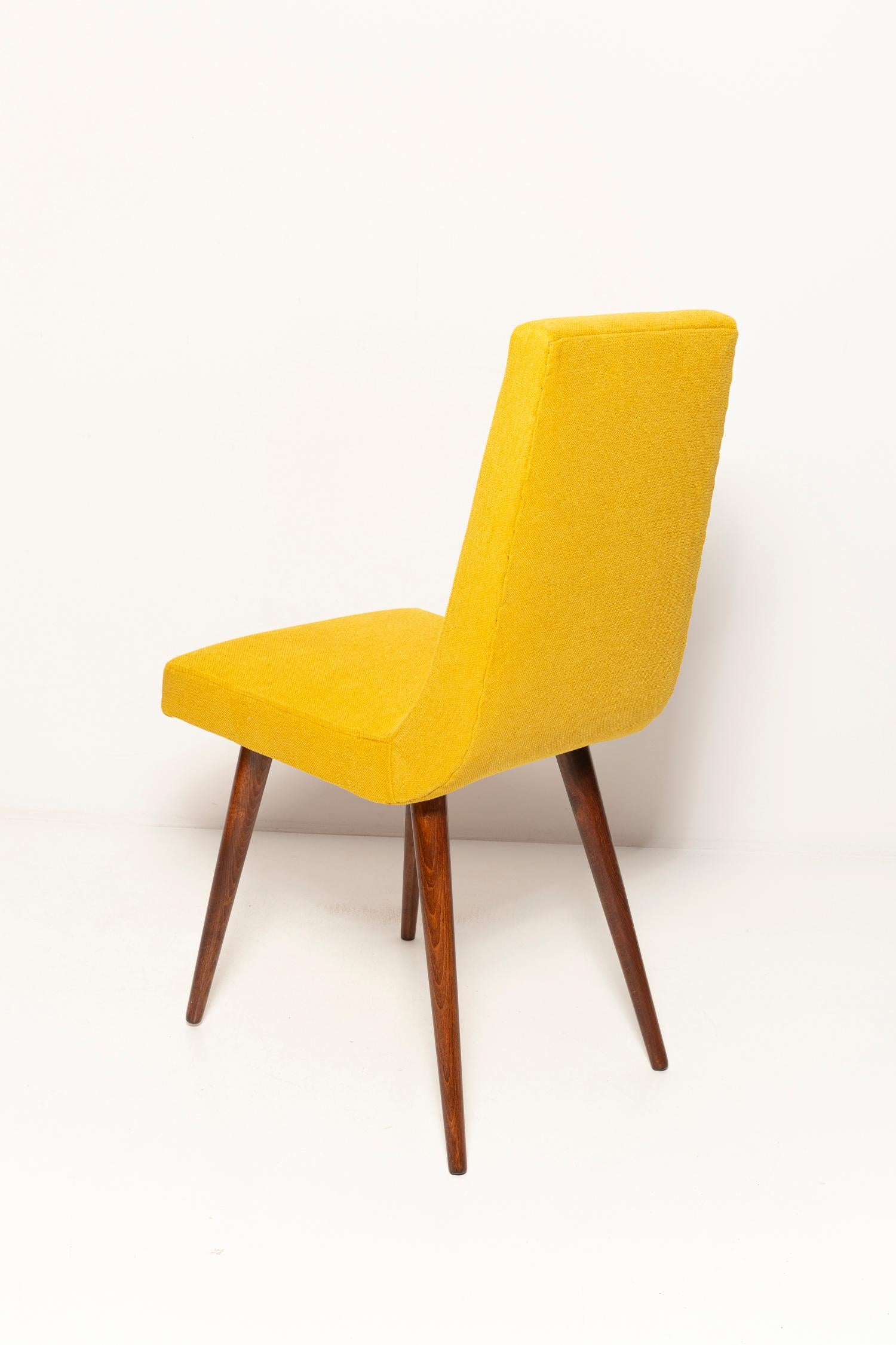 Midcentury Mustard Yellow Wool Chair, Rajmund Halas, Europe, 1960s For Sale 5