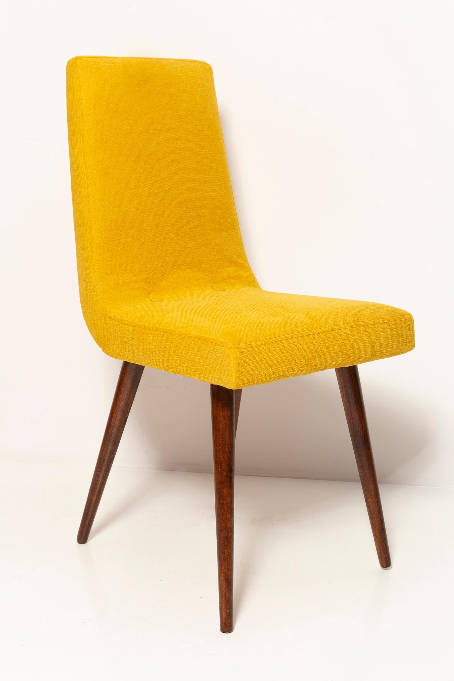 Midcentury Mustard Yellow Wool Chair, Rajmund Halas, Europe, 1960s For Sale 6