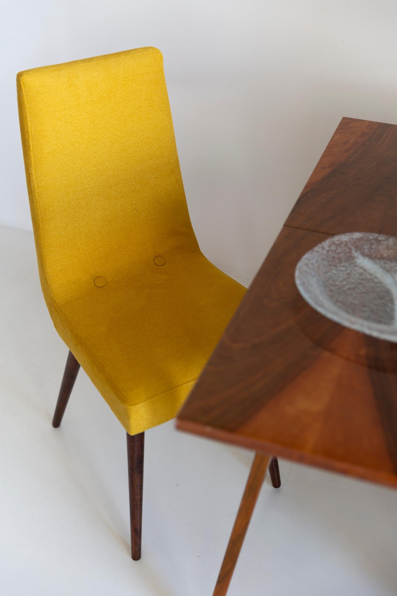Mid-Century Modern Midcentury Mustard Yellow Wool Chair, Rajmund Halas, Europe, 1960s For Sale