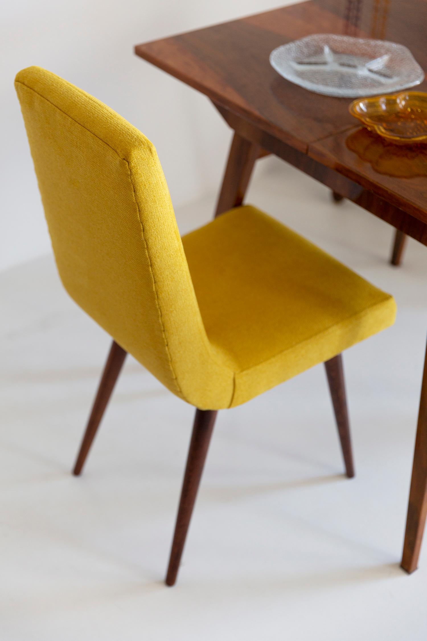 Hand-Crafted Midcentury Mustard Yellow Wool Chair, Rajmund Halas, Europe, 1960s For Sale