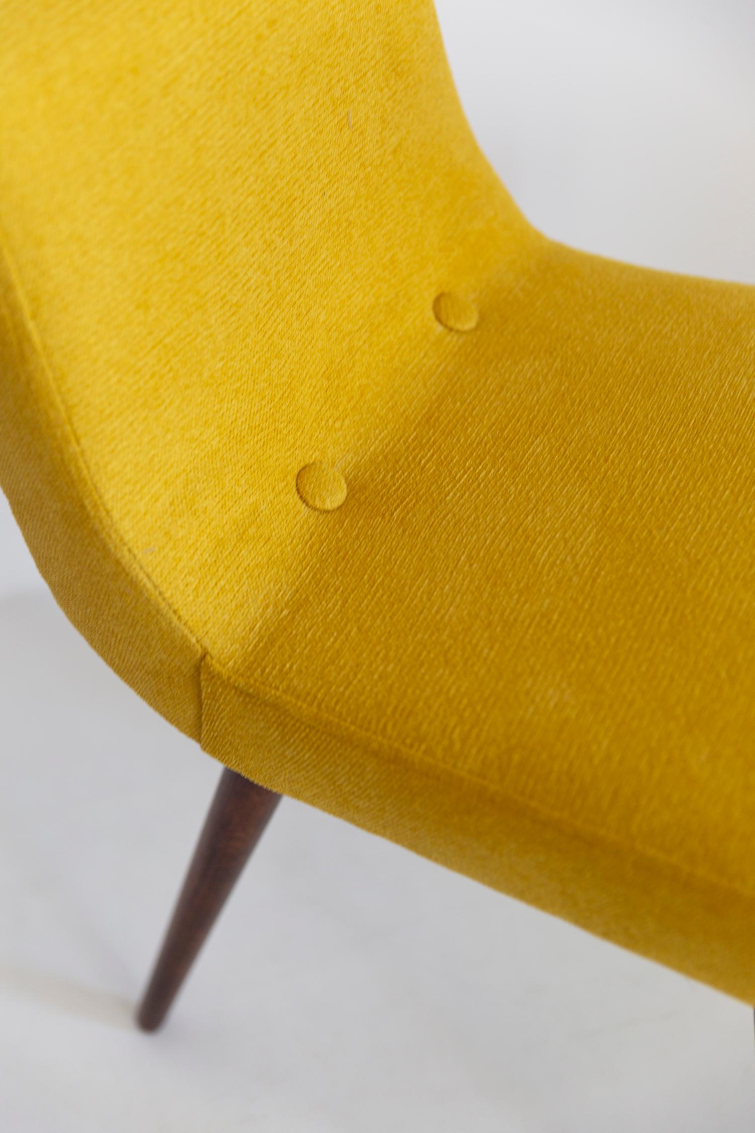 Textile Midcentury Mustard Yellow Wool Chair, Rajmund Halas, Europe, 1960s For Sale