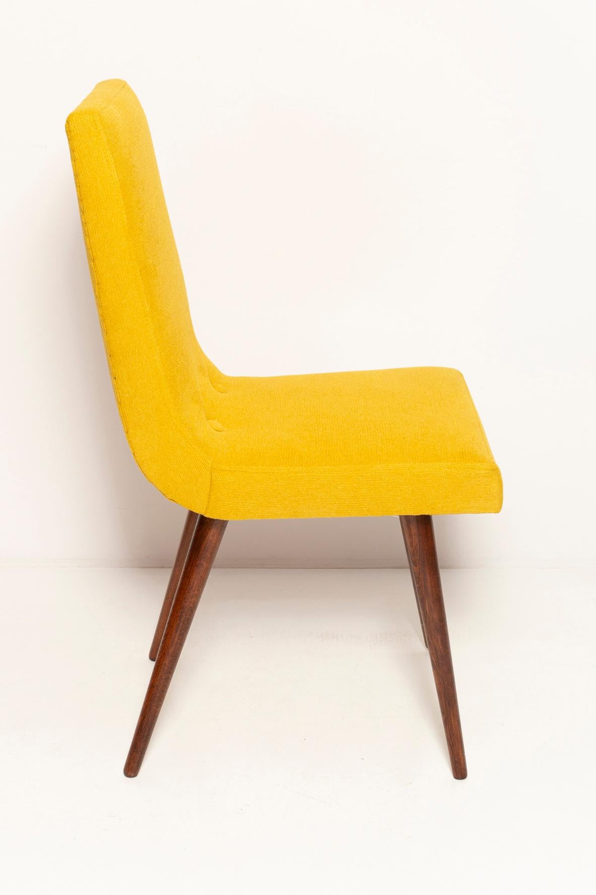 Midcentury Mustard Yellow Wool Chair, Rajmund Halas, Europe, 1960s For Sale 1