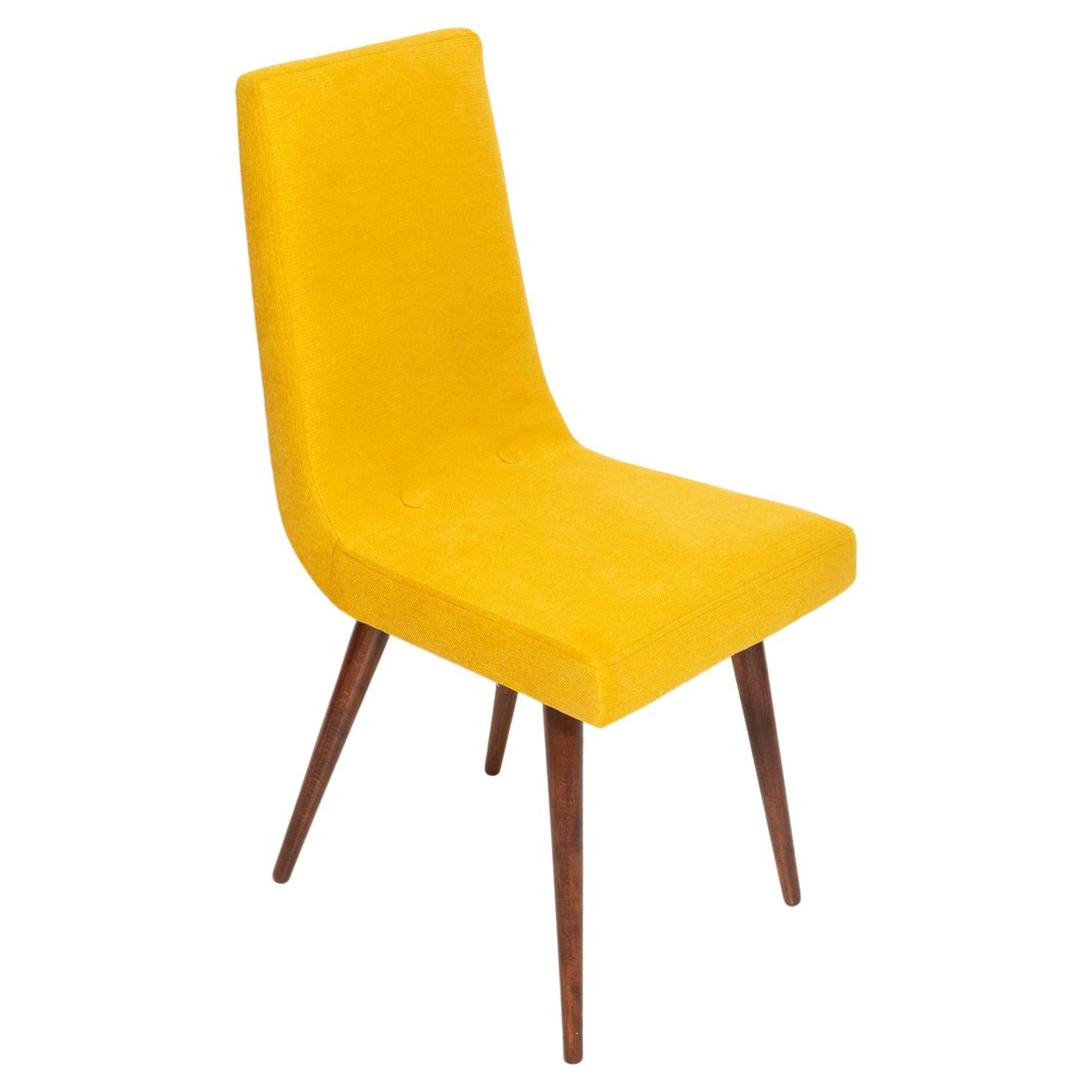 Midcentury Mustard Yellow Wool Chair, Rajmund Halas, Europe, 1960s