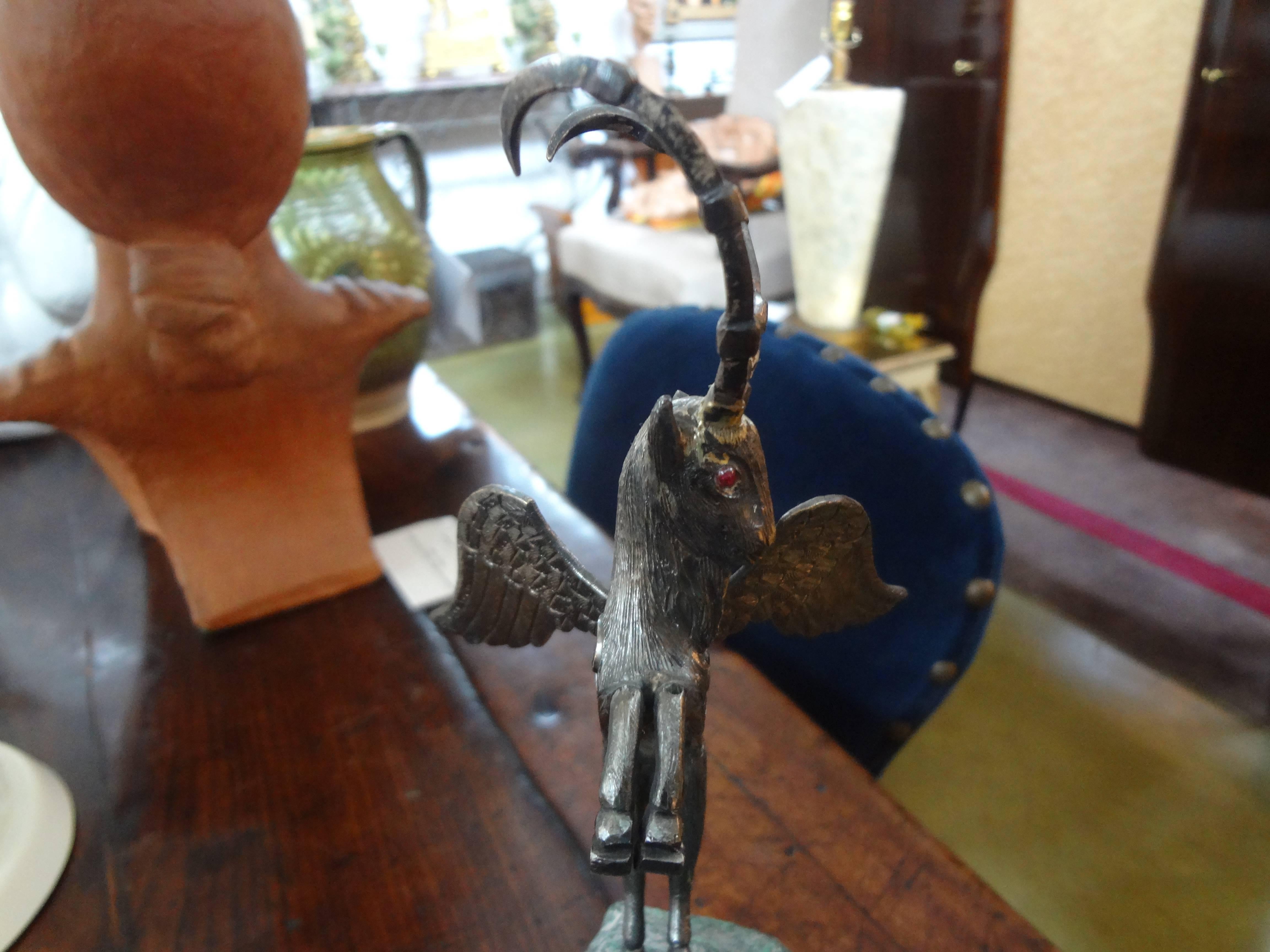 Mid-20th Century Midcentury Mythological Winged Sculpture on Stone Base For Sale