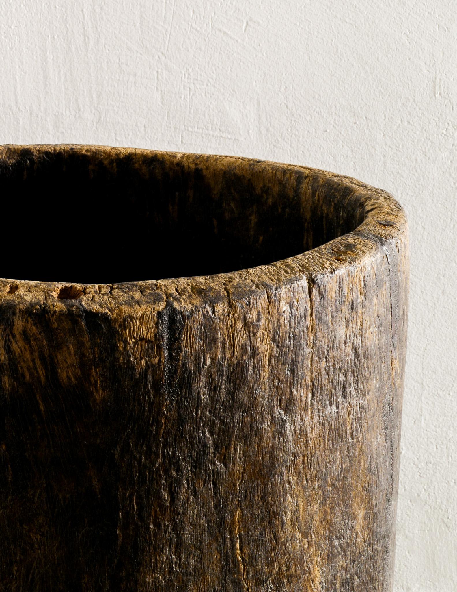 Late 20th Century Mid Century Naga Wooden Planter in Teak and Wabi Sabi Style Produced in India