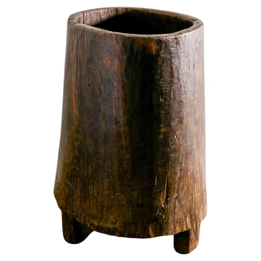 Mid Century Naga Wooden Planter in Teak and Wabi Sabi Style Produced in India For Sale