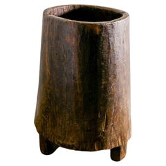 Retro Mid Century Naga Wooden Planter in Teak and Wabi Sabi Style Produced in India