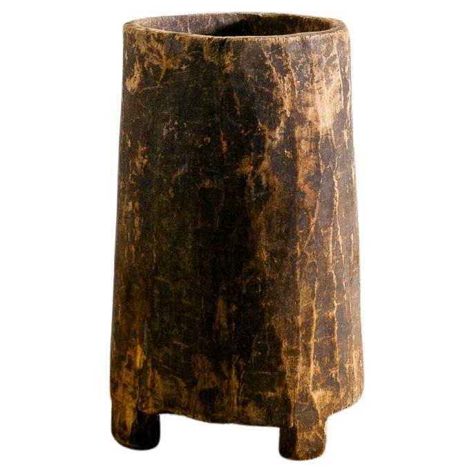 Mid Century Naga Wooden Planter in Teak and Wabi Sabi Style Produced in India For Sale