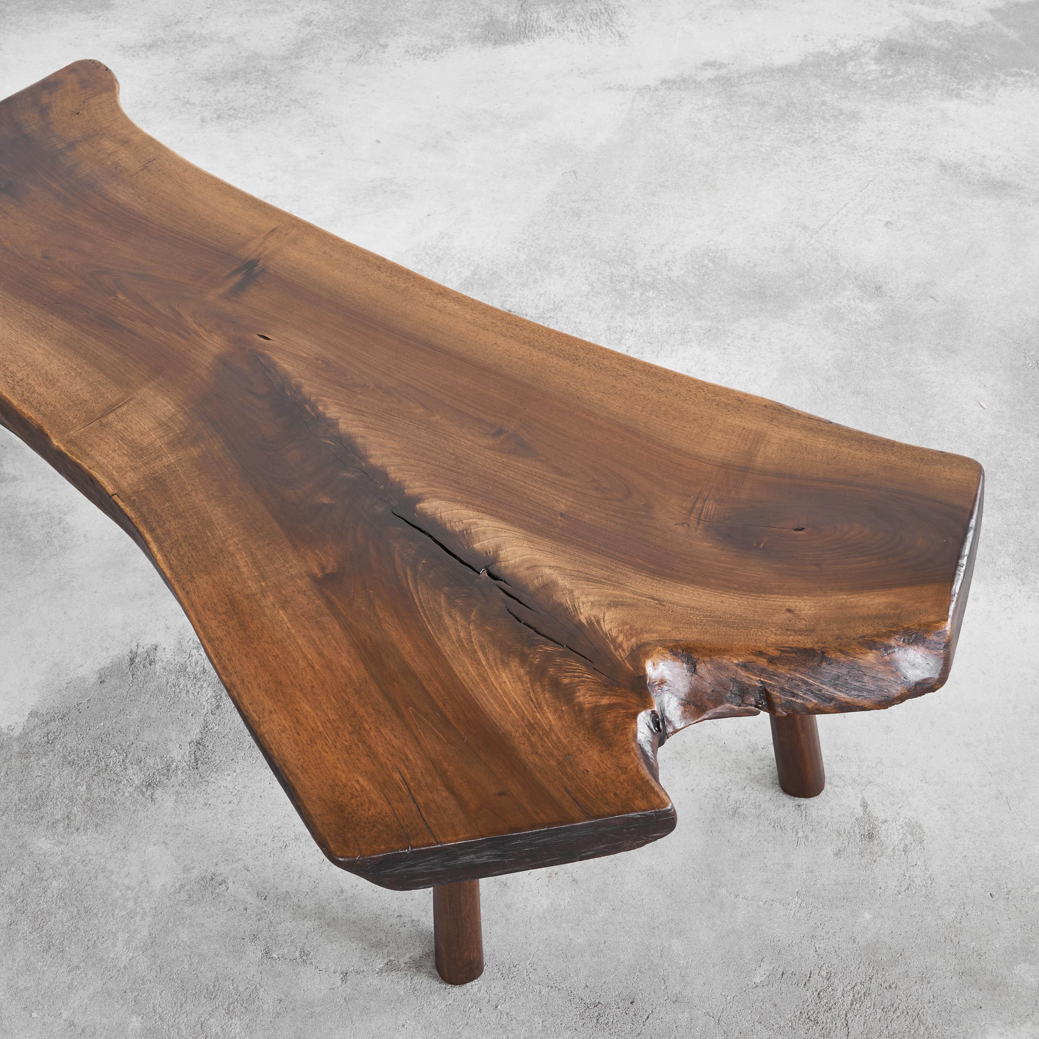 Midcentury Nakashima Style Live Edge Coffee Table in Solid Walnut 1950s 2