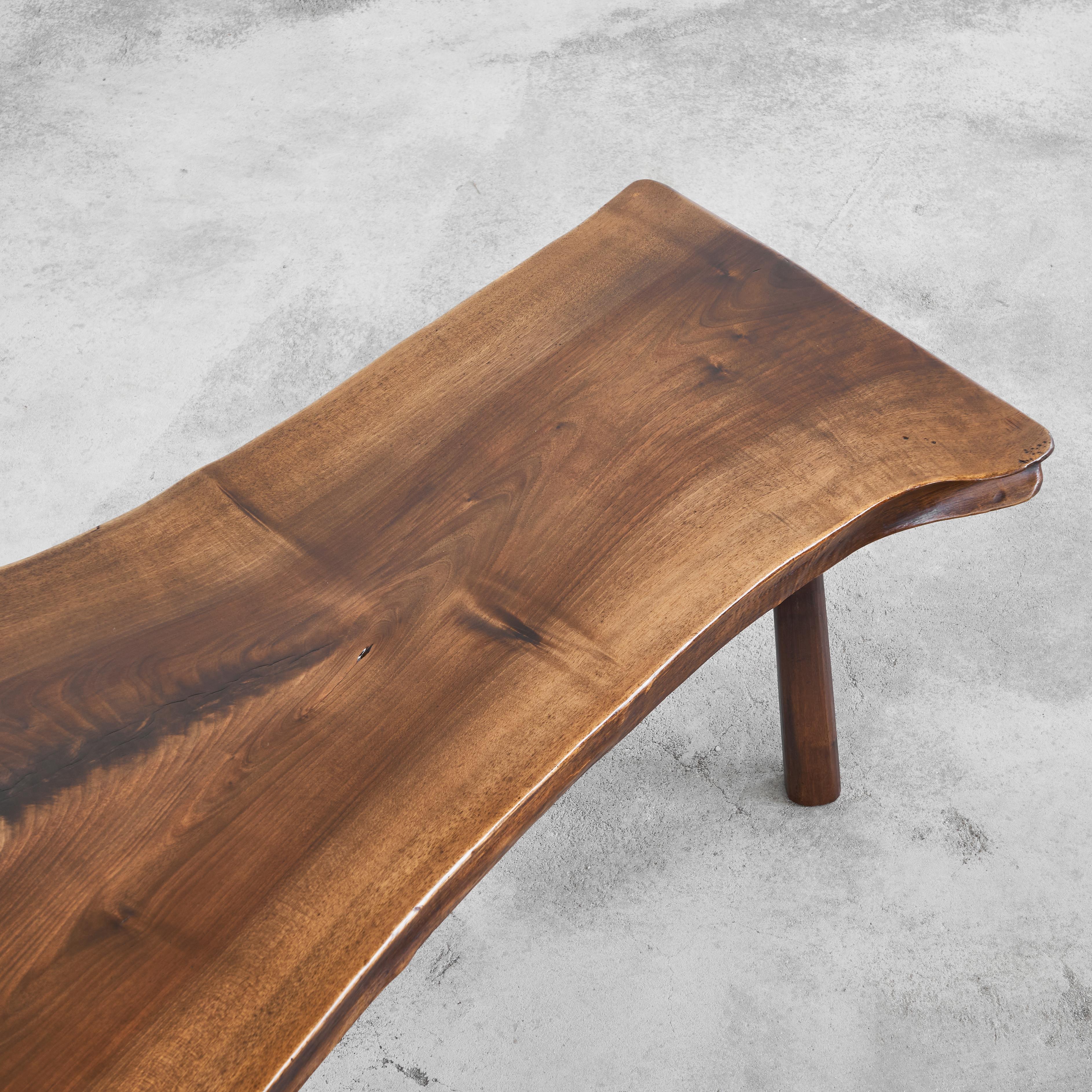 Midcentury Nakashima Style Live Edge Coffee Table in Solid Walnut 1950s 6