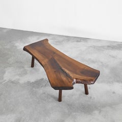 Mid-Century Nakashima Style Live Edge Coffee Table in Solid Walnut 1950s