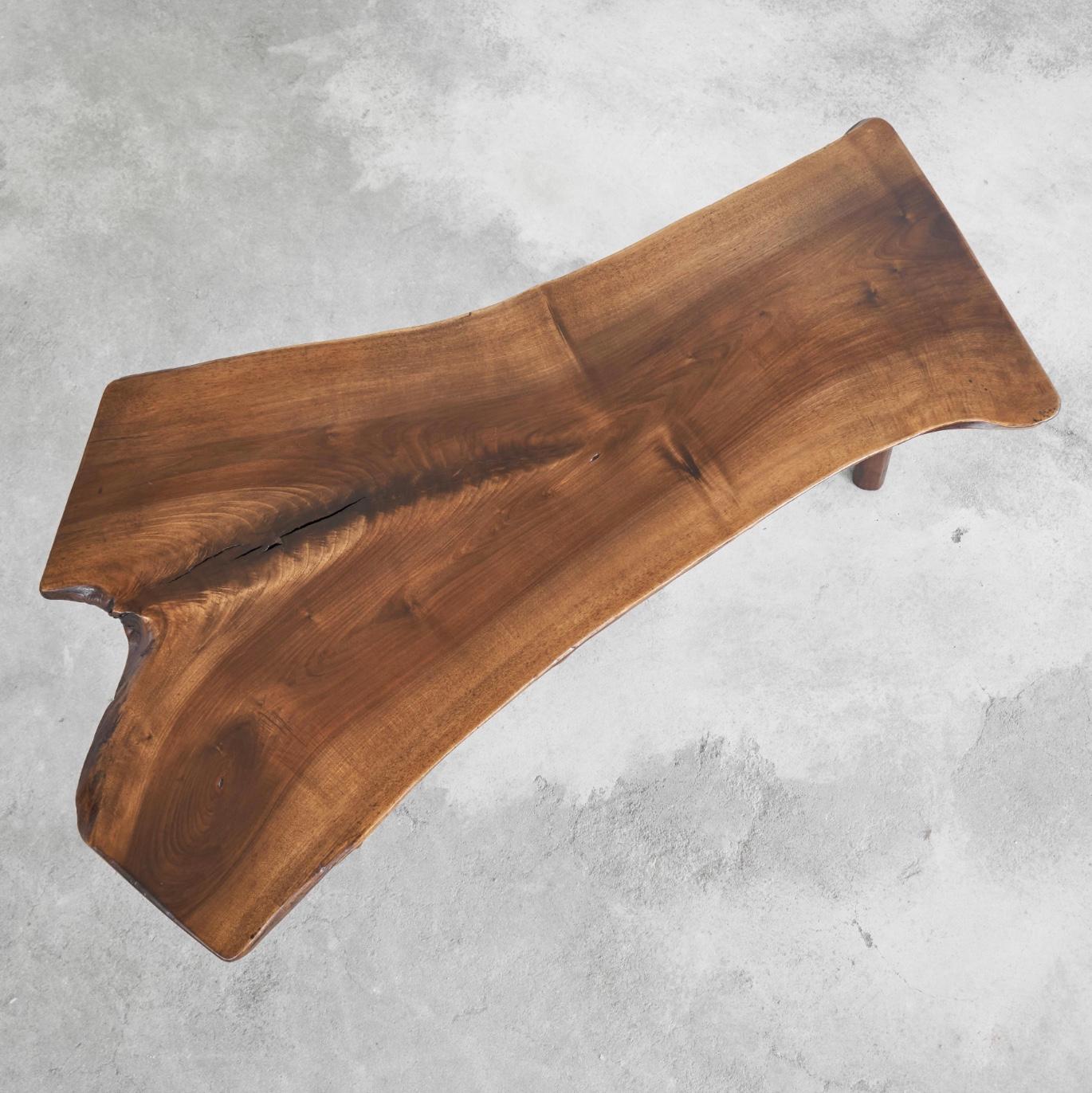Wood Mid-Century Nakashima Style Live Edge Coffee Table in Solid Walnut 1950s