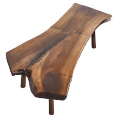 Midcentury Nakashima Style Live Edge Coffee Table in Solid Walnut 1950s