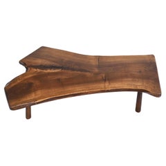 Mid-Century Nakashima Style Live Edge Coffee Table in Solid Walnut 1950s