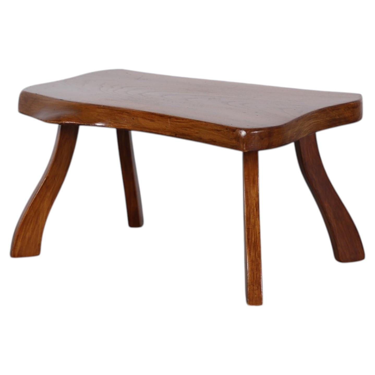 Mid-Century Live Edge Side Table, Solid Wood, Sculptural Legs
