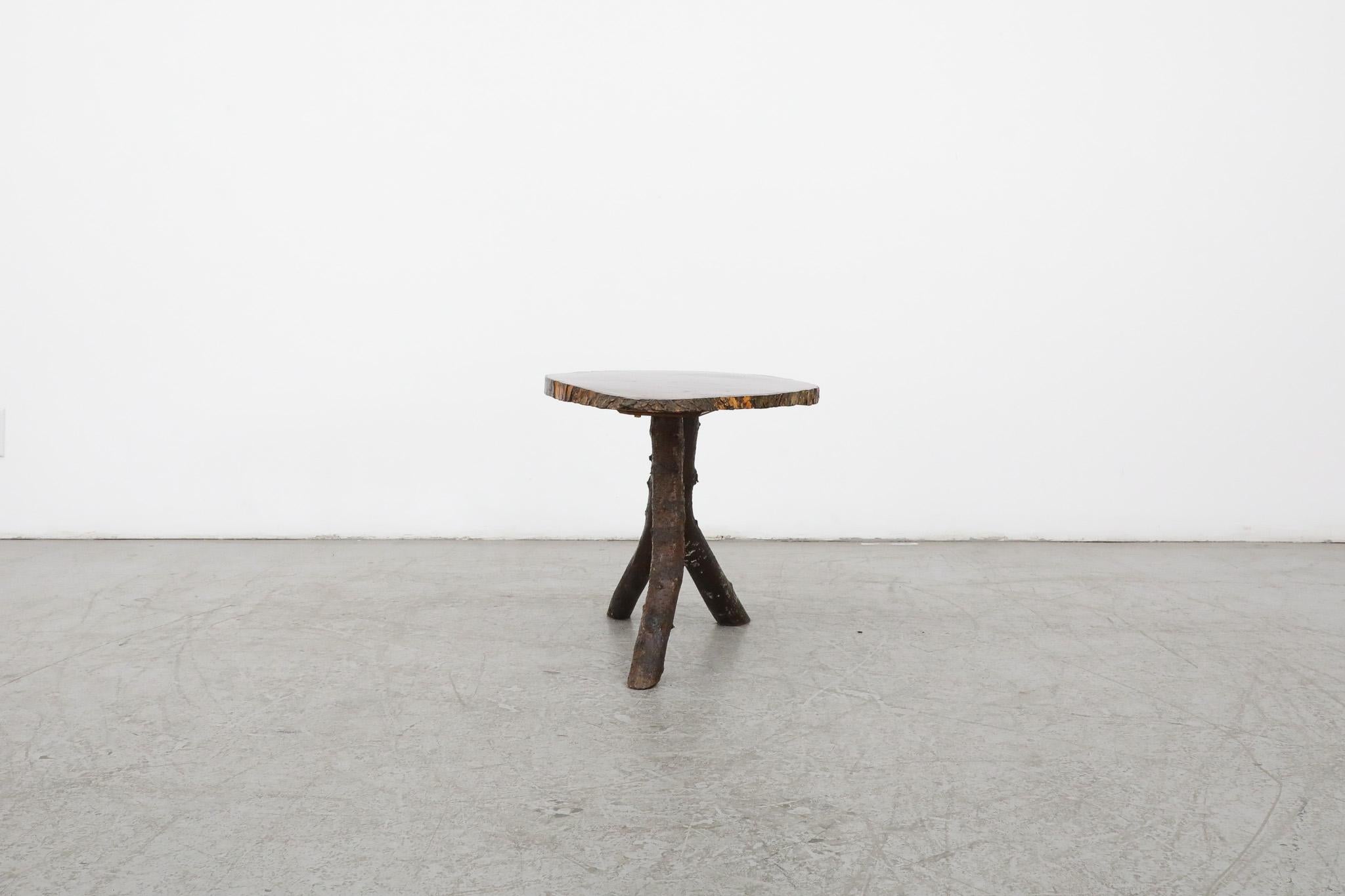Dutch Mid-Century Nakashima Style live edge tree side table For Sale