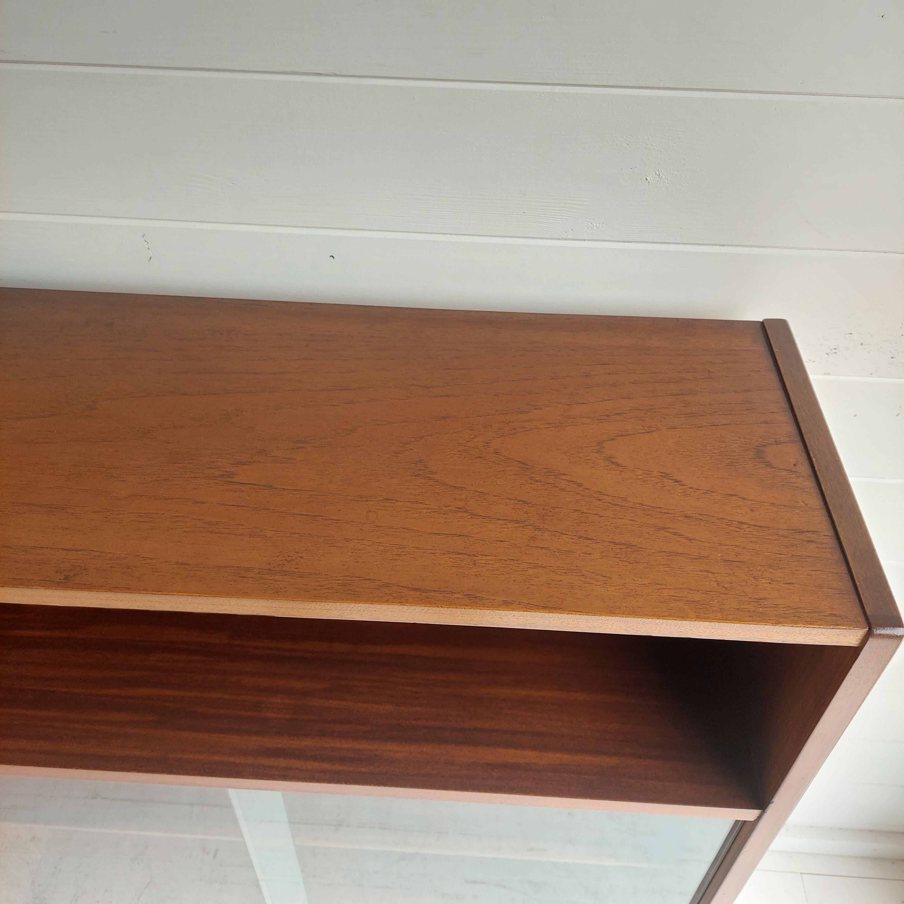 Midcentury Nathan Teak Glazed Bookcase Display Unit Cabinet Danish Style, 60s 3