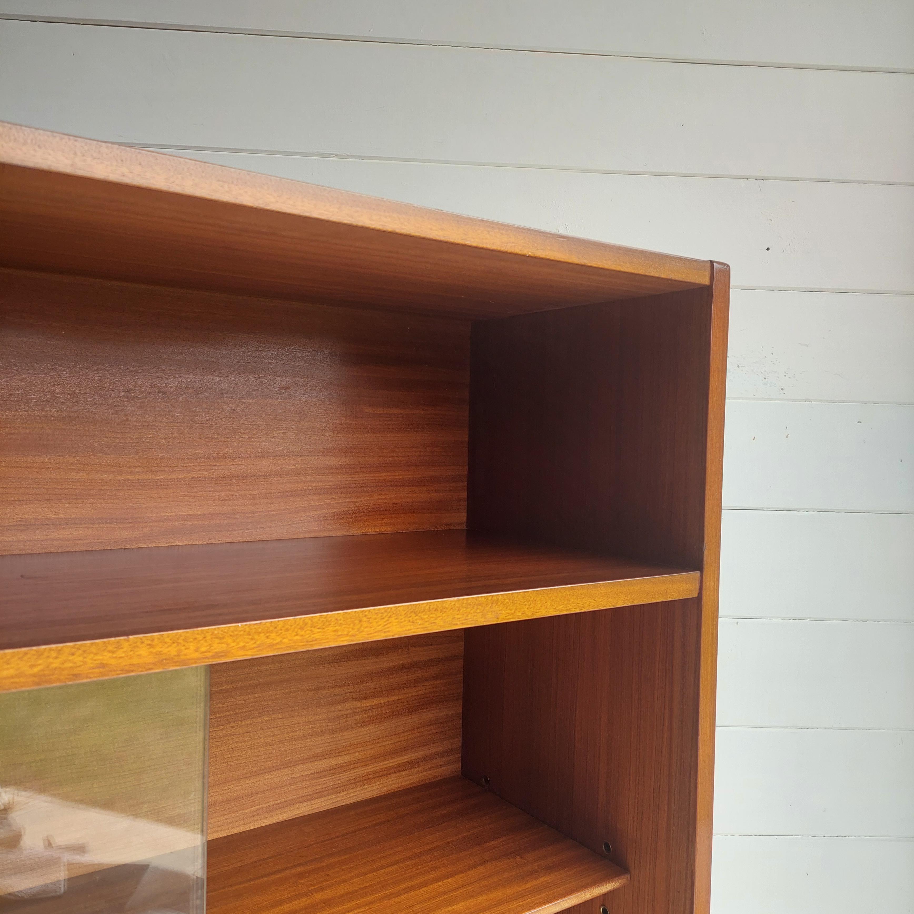 Midcentury Nathan Teak Glazed Bookcase Display Unit Cabinet Danish Style, 60s 7