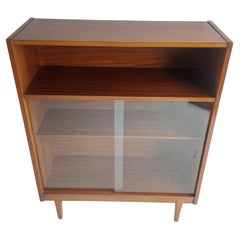 Retro Midcentury Nathan Teak Glazed Bookcase Display Unit Cabinet Danish Style, 60s
