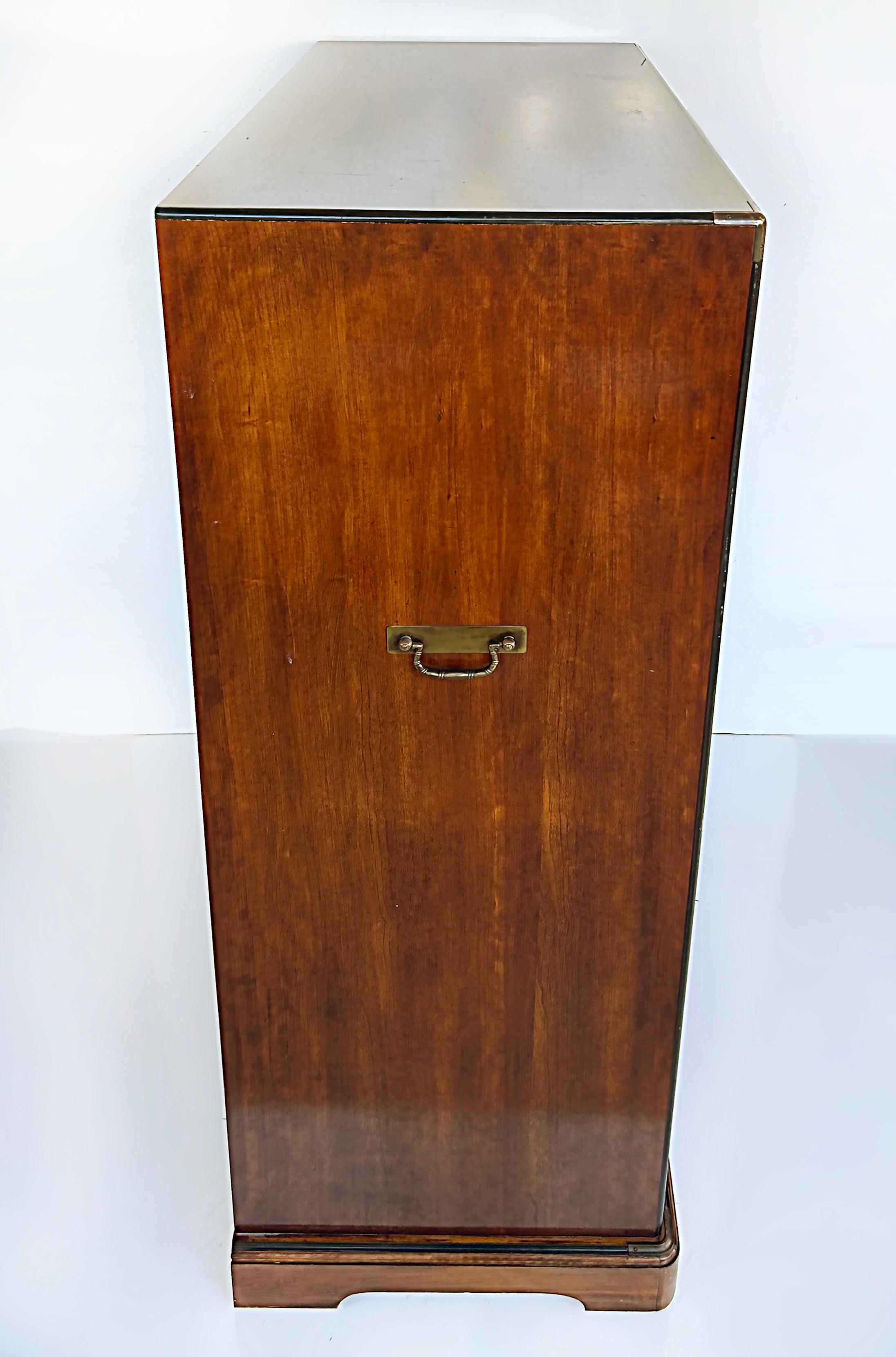 Midcentury National Mt. Airy Campaign Tall Chest of Drawers, Mahogany For Sale 4