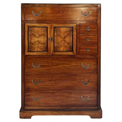 Midcentury National Mt. Airy Campaign Tall Chest of Drawers, Mahogany