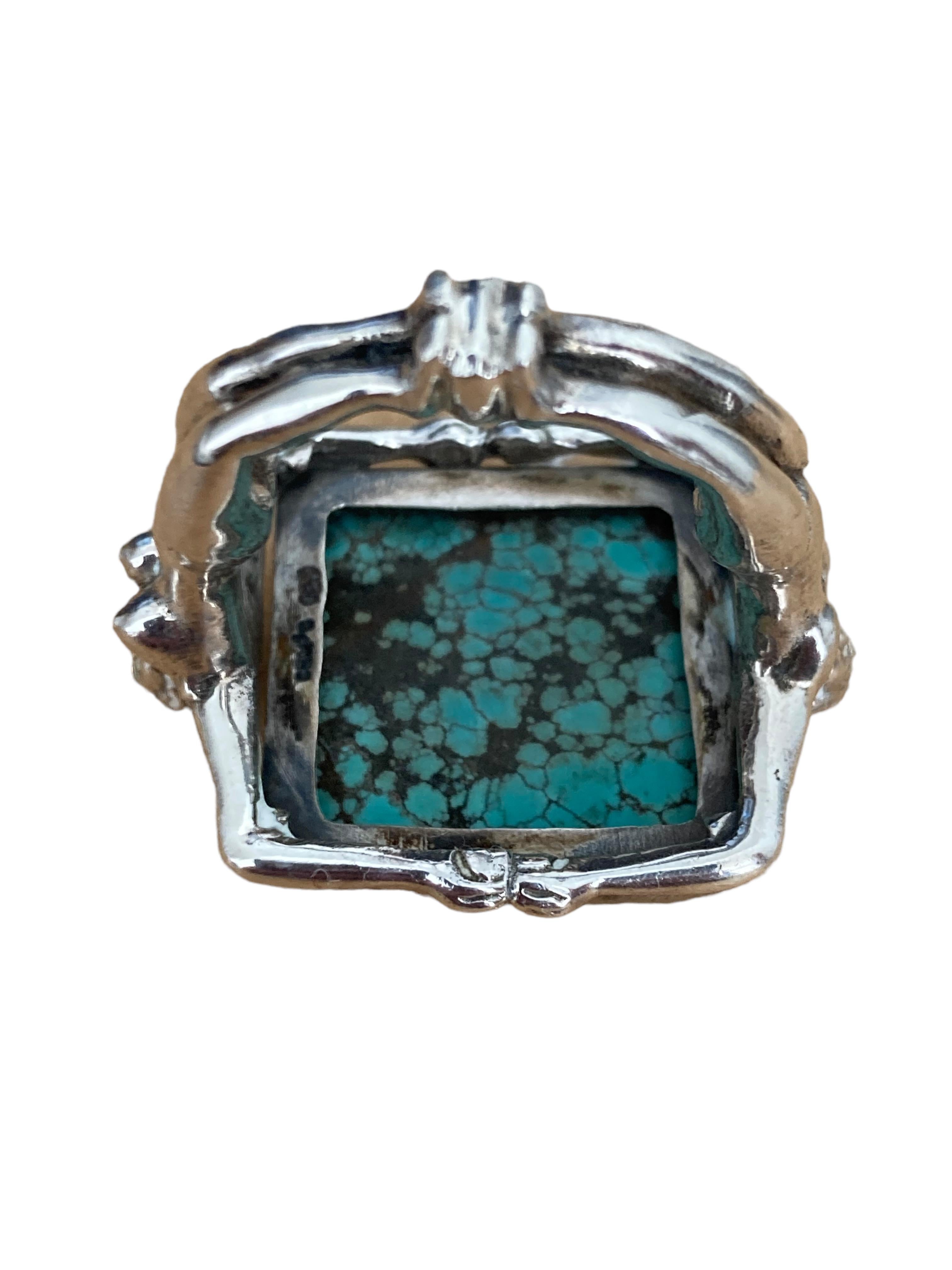 Men's Mid-Century Native American Sterling Silver Number 8 Turquoise Ring