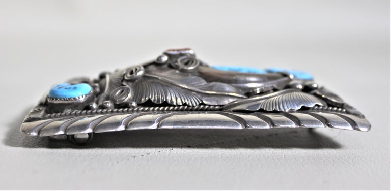 Mid-Century American Navajo M Thomas Jr. Turquoise and Sterling