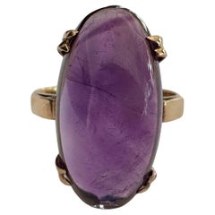 Cocktailring aus der Mitte des Jahrhunderts aus natürlichem Amethyst und 18 Karat Gelbgold