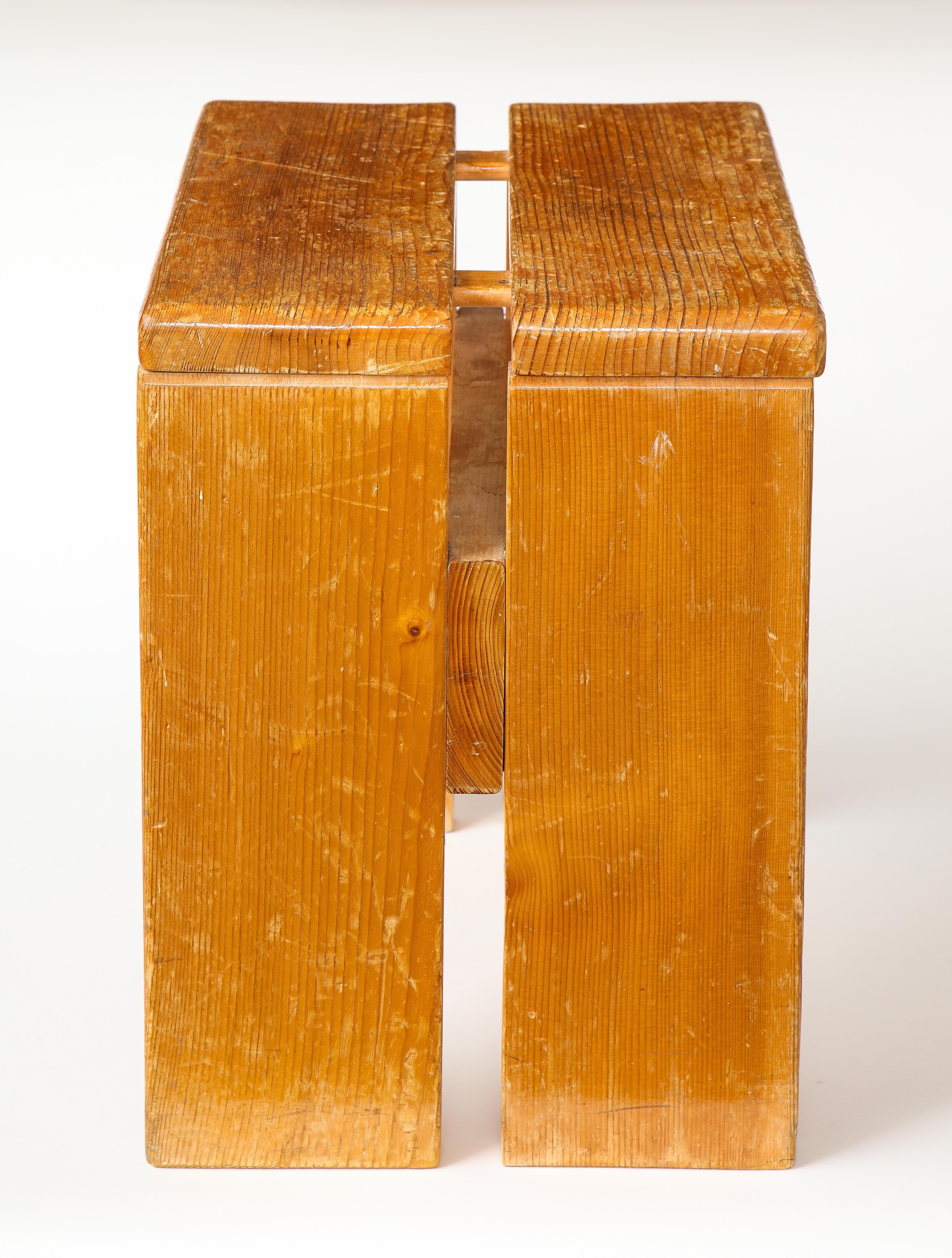 Mid-Century Modern Mid-Century Natural Pine Les Arcs Stools by Charlotte Perriand, France, c. 1960