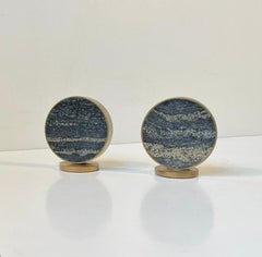 Salz- und Pfefferstreuer aus Naturstein und Messing aus der Mitte des Jahrhunderts von Saulo Norway, 1960er Jahre