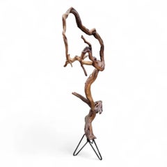 Mid Century Natural Teak Rood Floor Statue