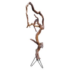 Estatua de suelo de madera de teca natural de mediados de siglo