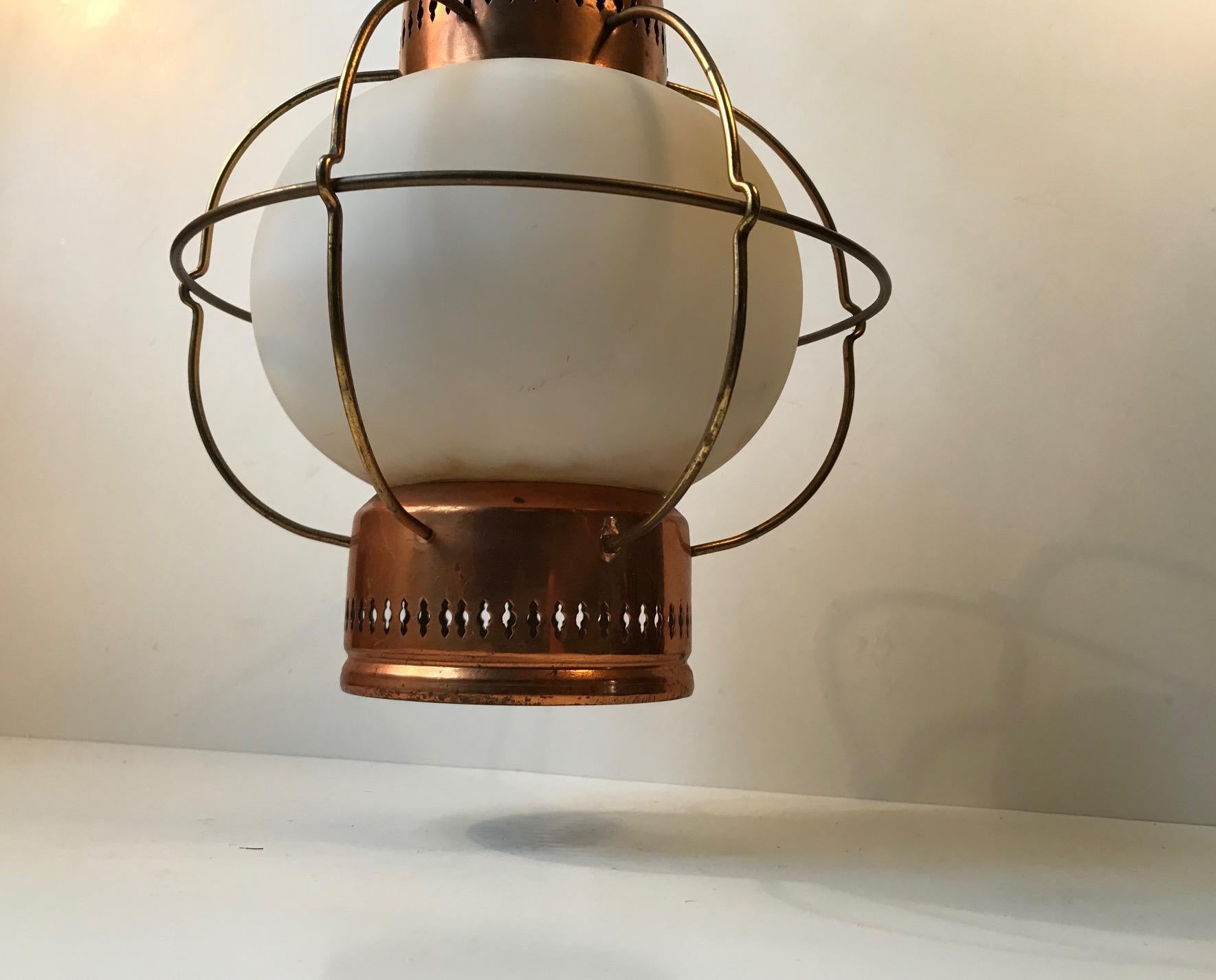 Midcentury Nautical Pendant Lamp from Lyfa, 1960s In Fair Condition In Esbjerg, DK