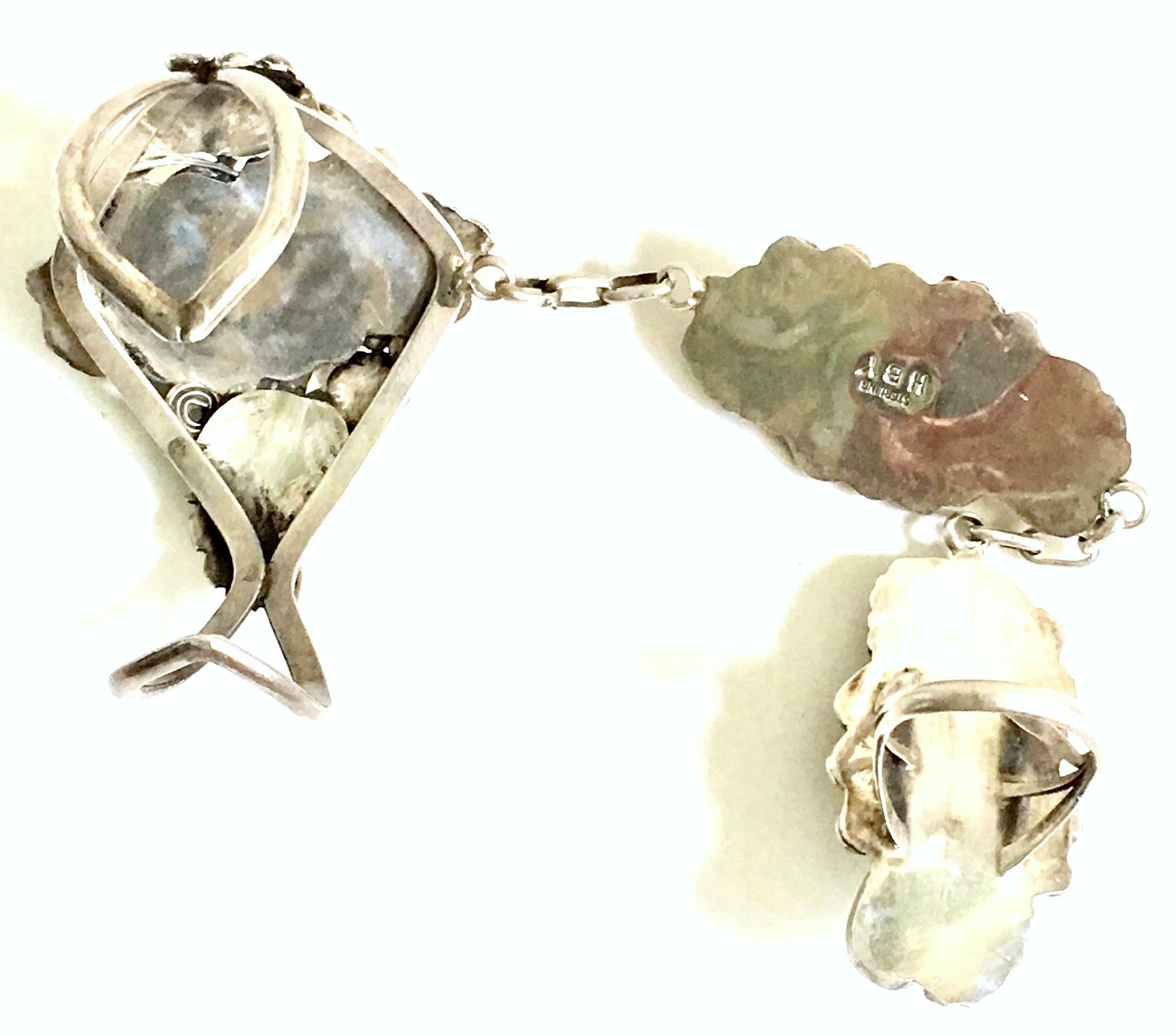 Mid-Century Navajo 925 Sterling & Mother Of Pearl 3 Piece Set By, H.B.. Yazzie For Sale 8