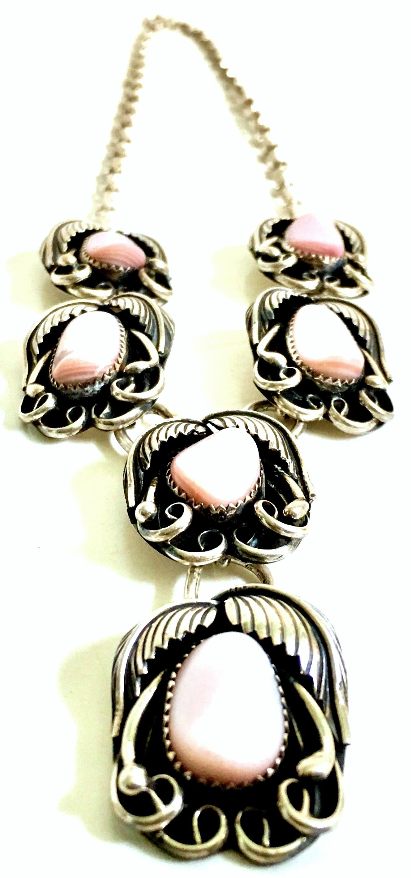 Mid-Century Navajo 925 Sterling & Mother Of Pearl 3 Piece Set By, H.B.. Yazzie In Good Condition For Sale In West Palm Beach, FL