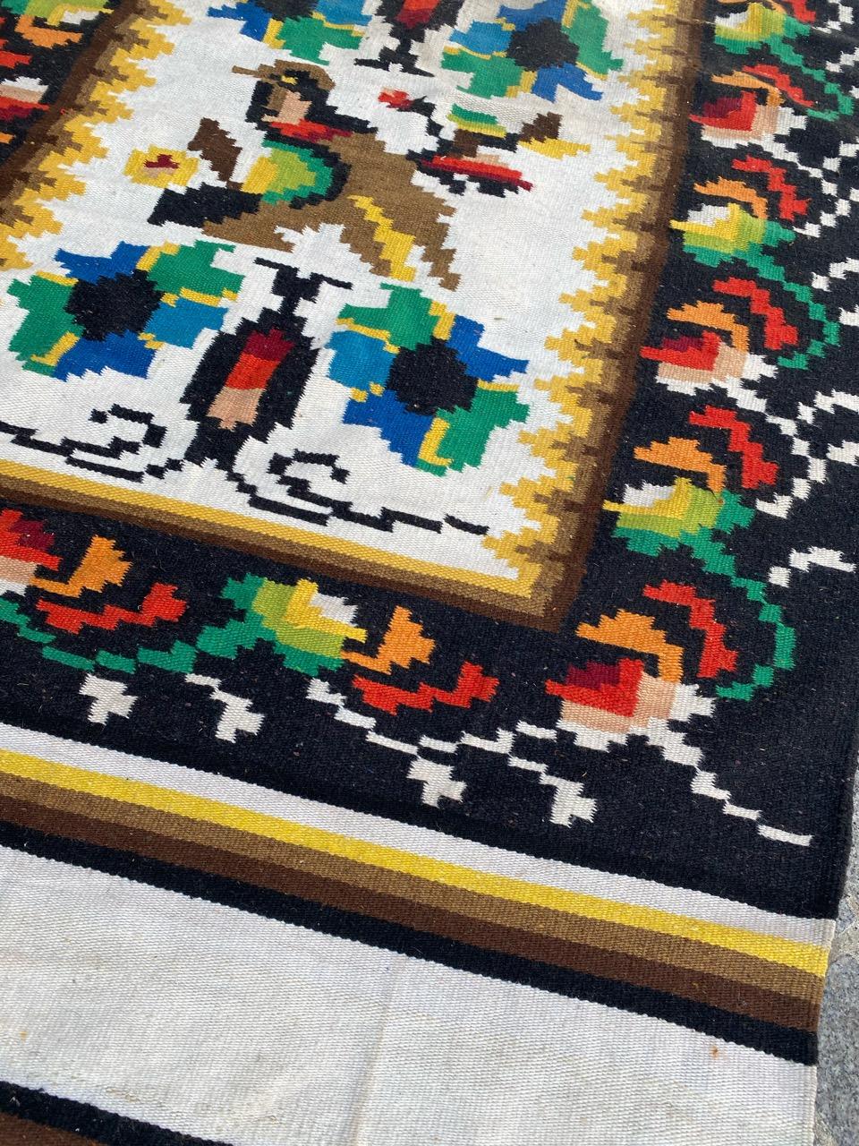 Hand-Woven Mid Century Navajo Tapestry Kilim For Sale