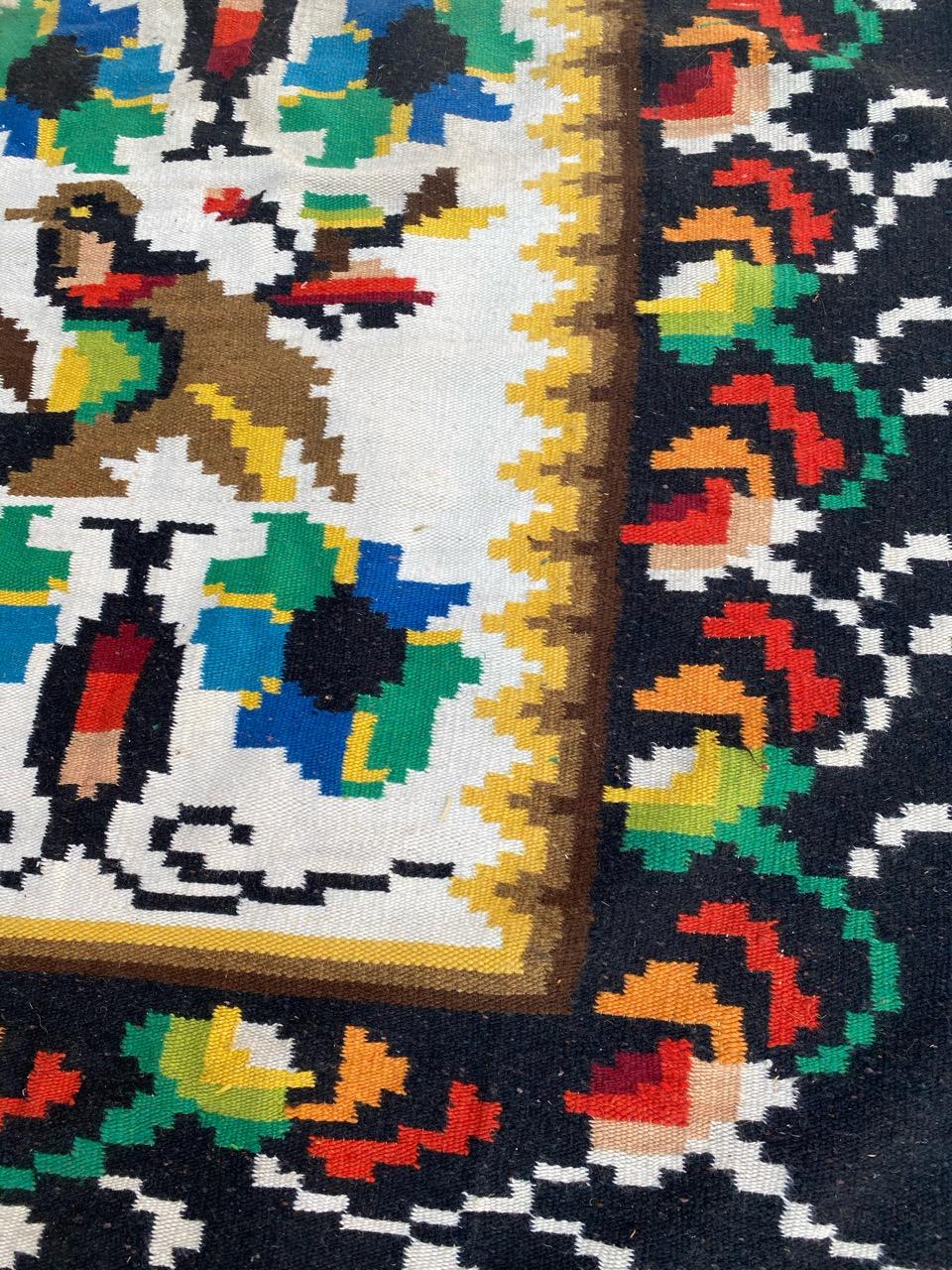 Wool Mid Century Navajo Tapestry Kilim For Sale