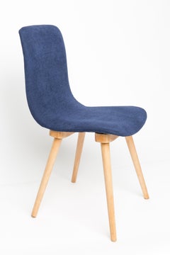Sedia vintage blu navy di metà secolo, Fameg Factory, Polonia, anni '60