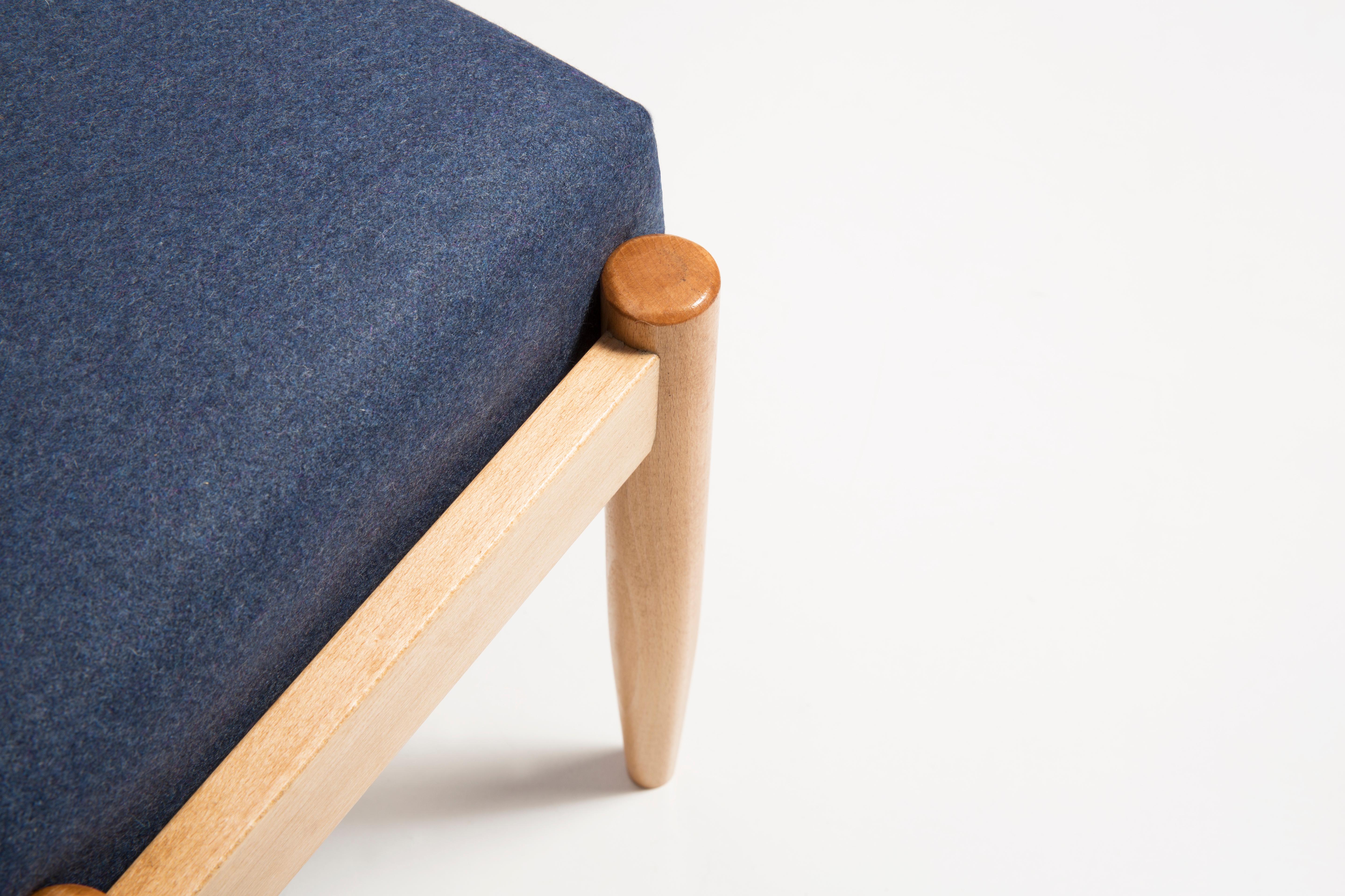 Tessuto Sgabello vintage di metà secolo in lana blu navy, Edmund Homa, anni '60 in vendita