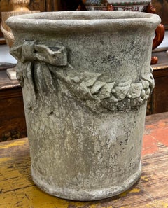 Mid-Century Neo-Classical English Garden Cast Concrete Planters / Pots, Pair
