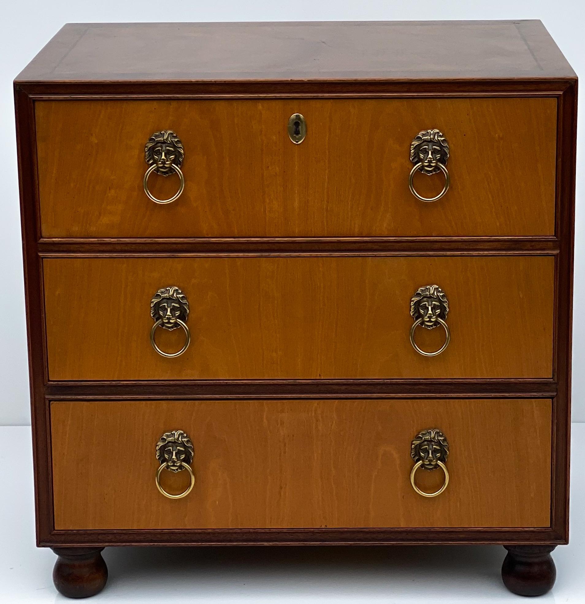 American Midcentury Neoclassical Mahogany and Satinwood Chest by Baker Furniture